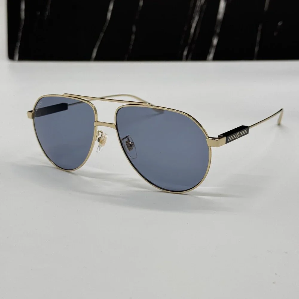 NEW GUCCI GG1311S 003 AVIATOR UNISEX GOLD GRAY SUNGLASSES GUCCI
